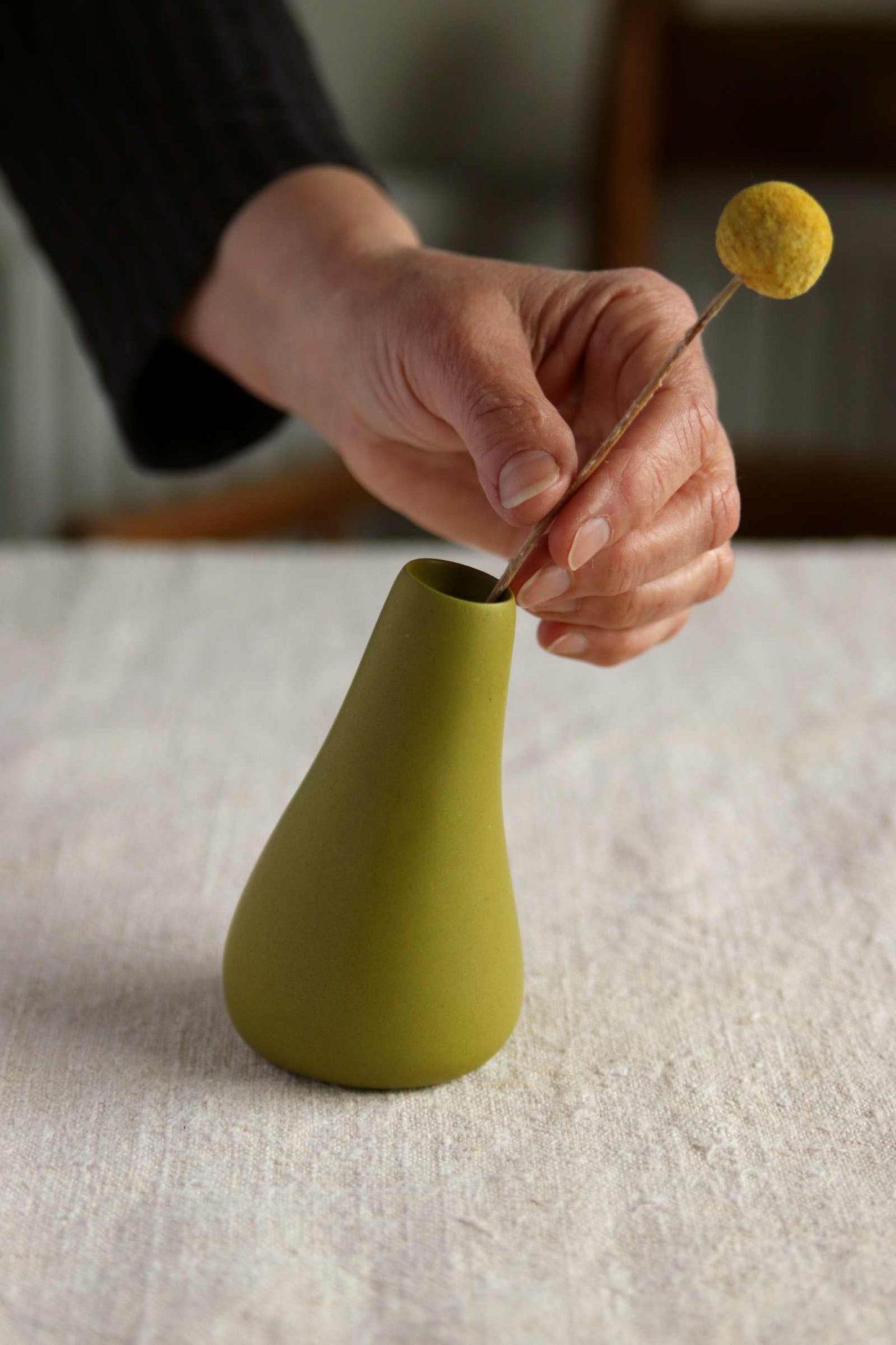 Bud Vase, Olive Green Collection