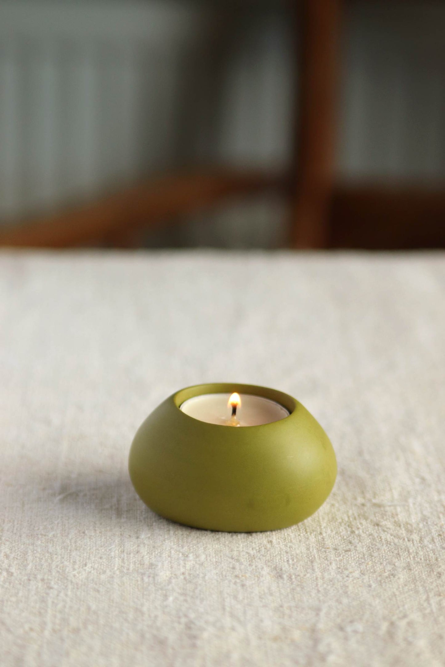 Squat Tealight Holder, Olive Green Collection