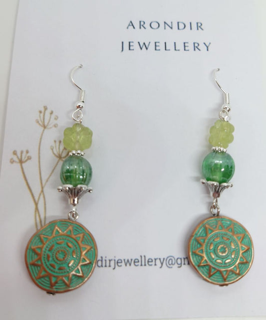 Green Vintage Bead Earrings