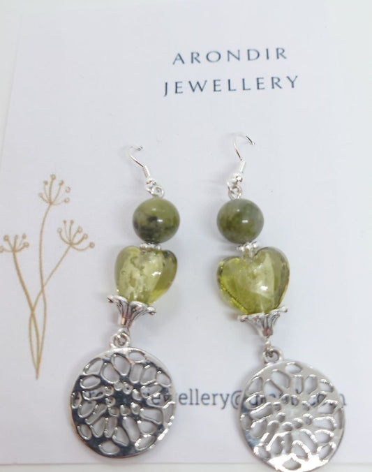Vintage Glass Heart Bead Earrings