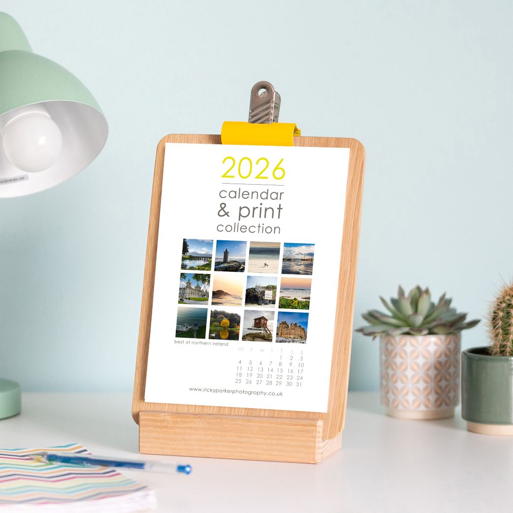 2026 Northern Ireland Calendar with Wooden Clipboard & Stand