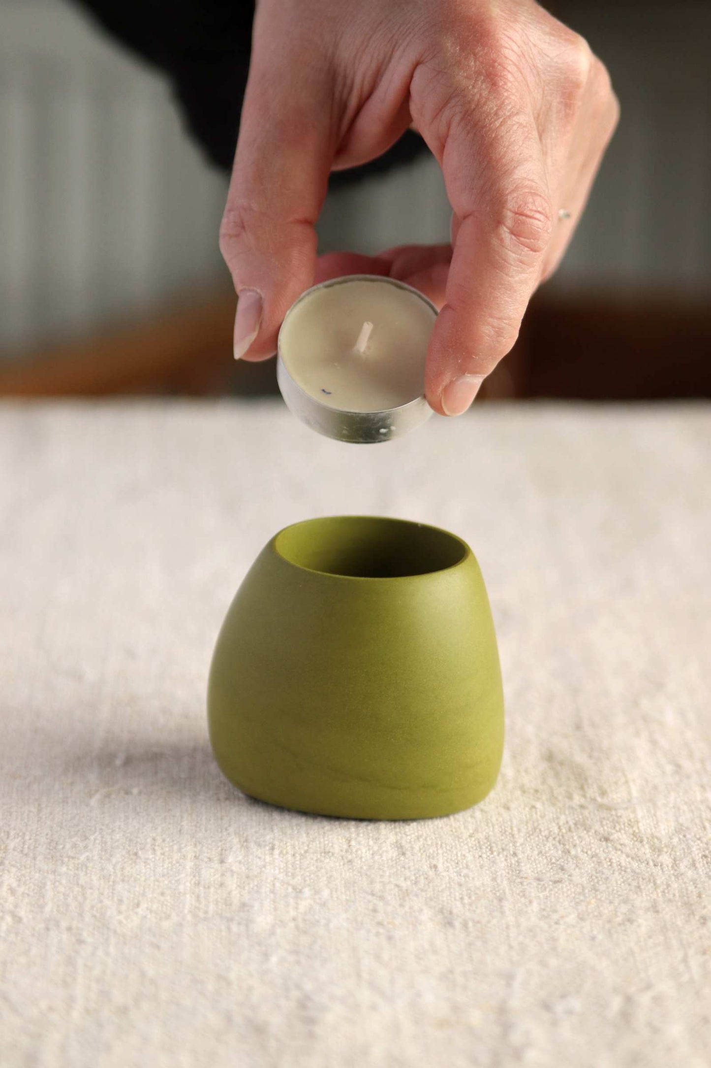 Tealight Holder, Olive Green Collection