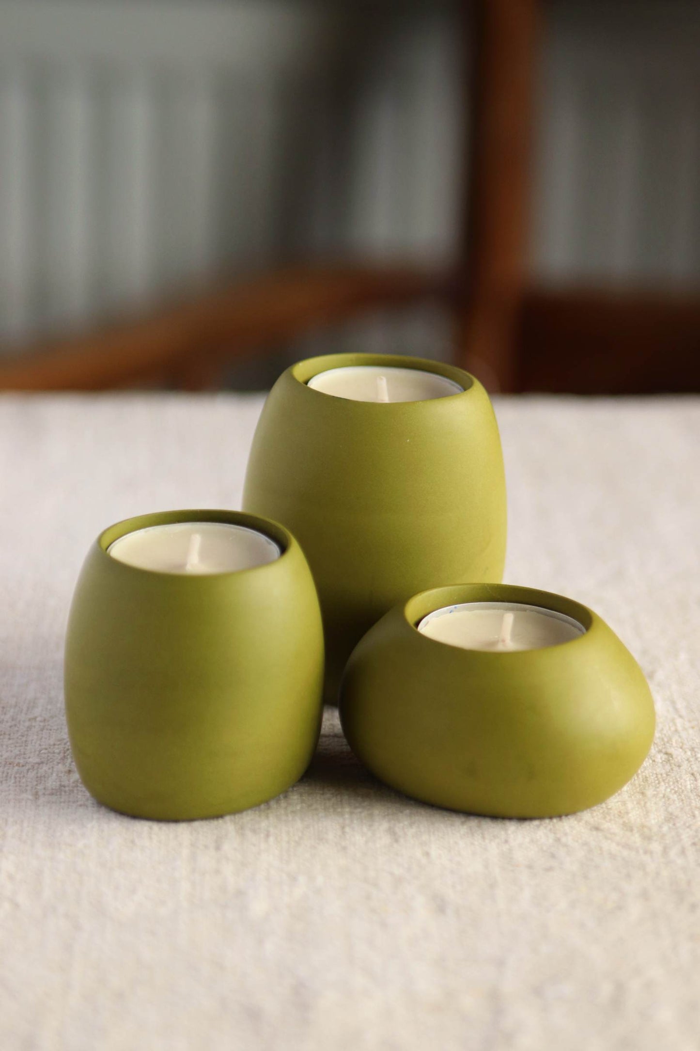 Tealight Holders Set, Olive Green Collection