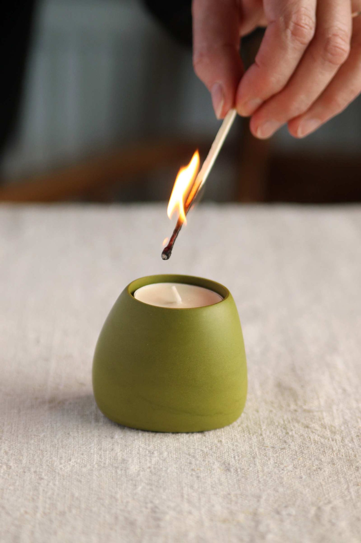 Tealight Holder, Olive Green Collection
