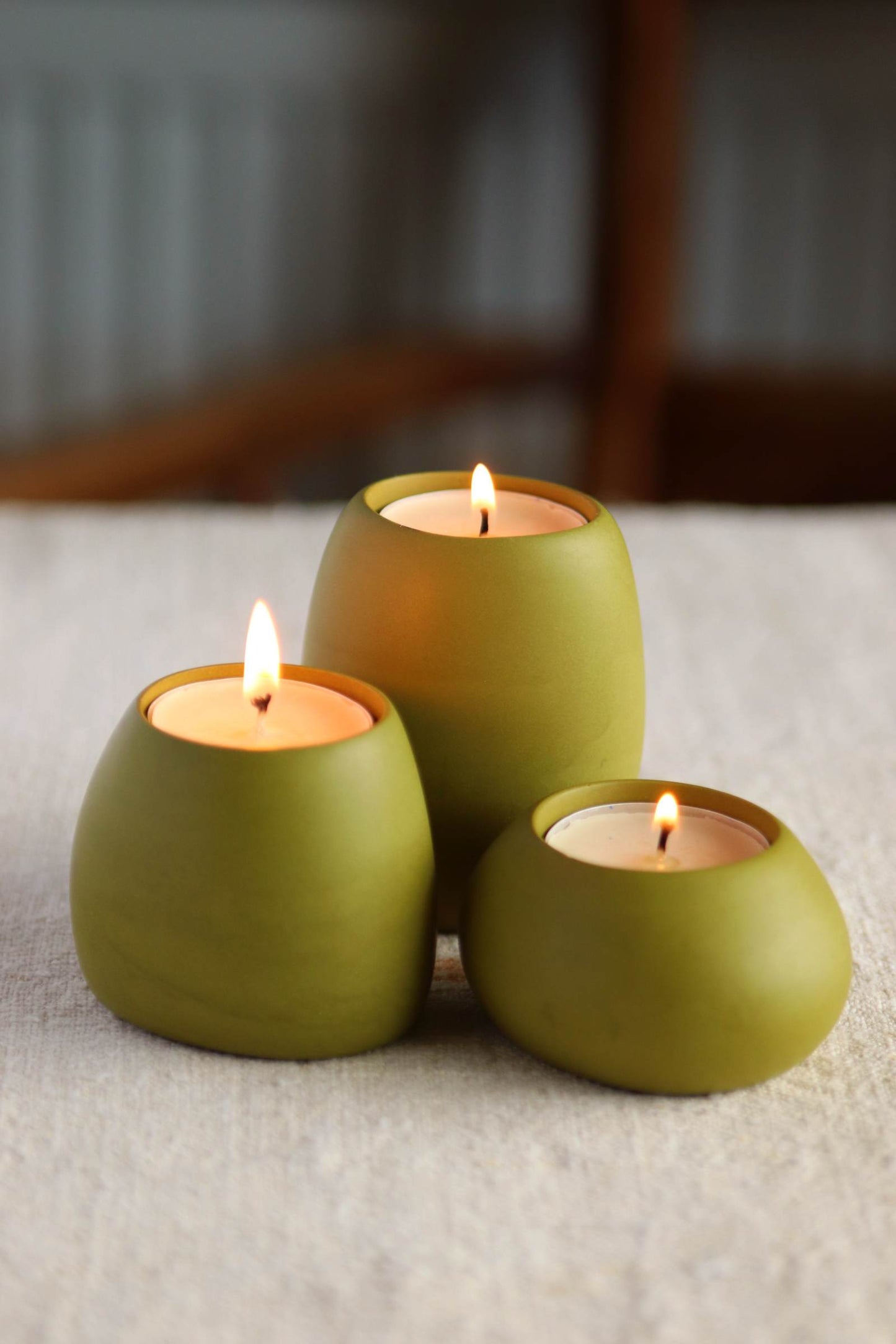 Tealight Holders Set, Olive Green Collection