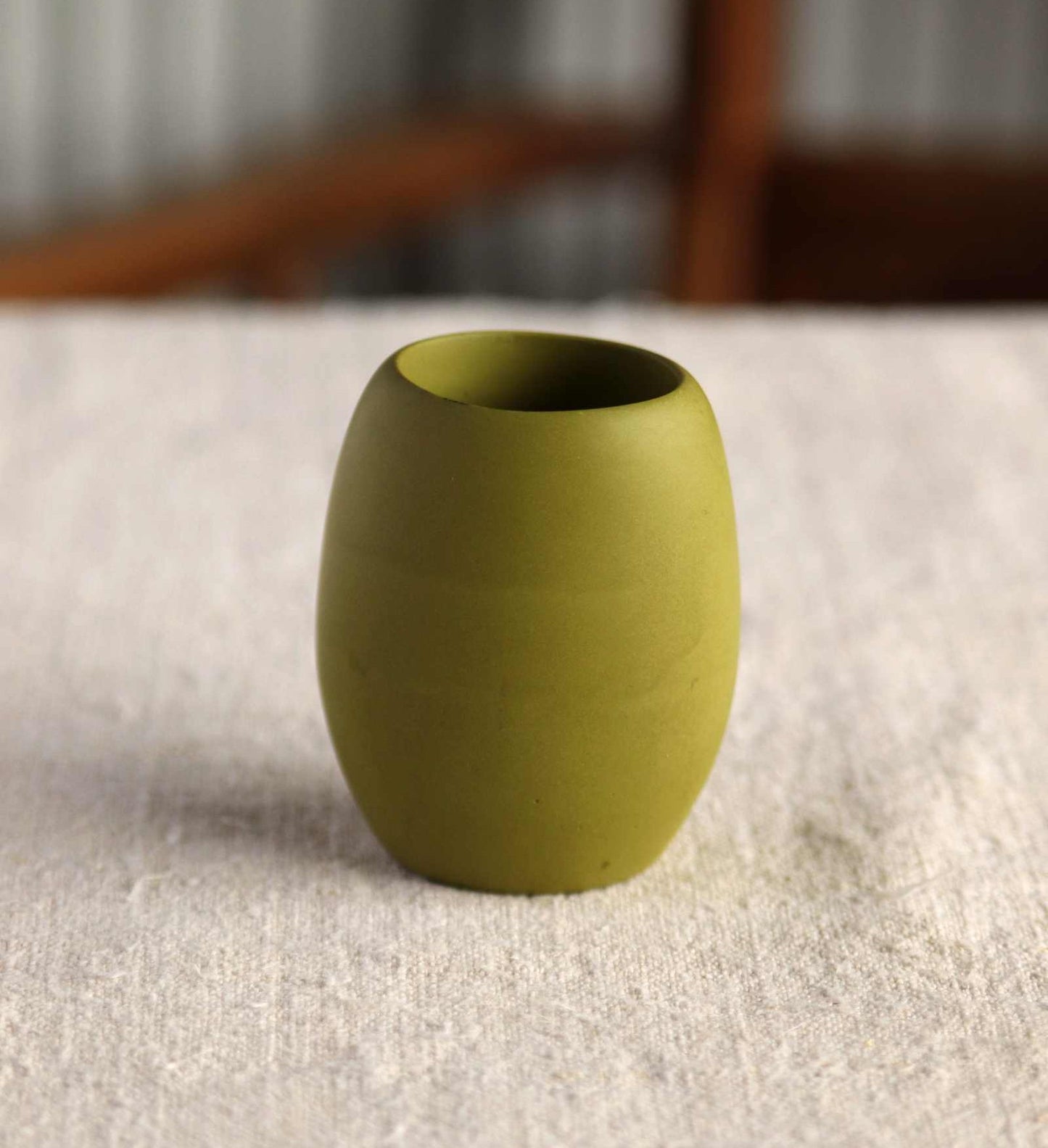 Oval Tealight Holder, Olive Green Collection