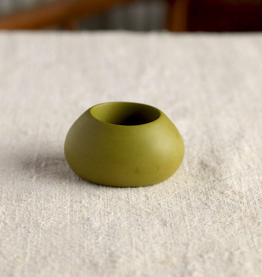 Squat Tealight Holder, Olive Green Collection